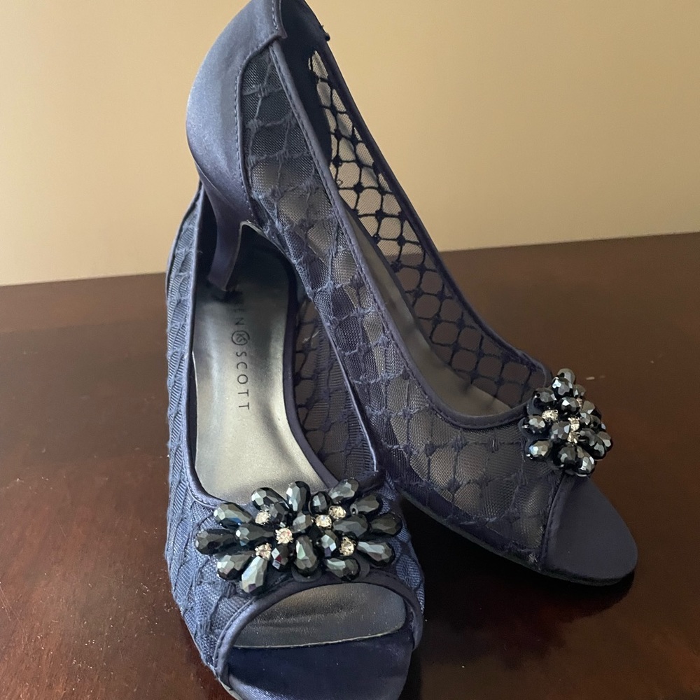 Navy Blue Peep Toe